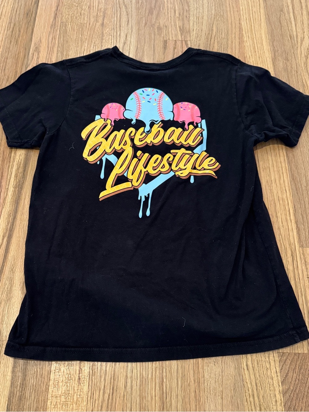 BL101 Kids Black Short Sleeve Drip Tee - Picture 2 of 3